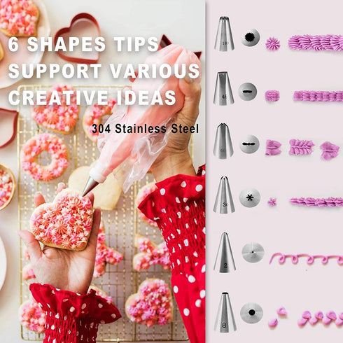 Cookie Decorating Supplies Kit 82Pcs With Storage Box, Sugar Cookies Turntable Set With 6 Piping Tips and Bags, Scribe Needle, Brush, Ideal Beginner Decorator Lover Kids Gift Holiday Easter Valentine