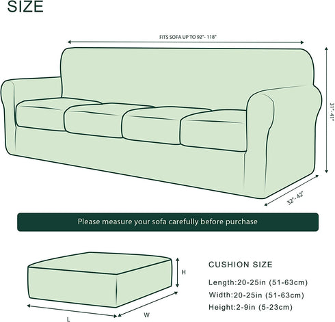 CHUN YI 5 Piece Stretch Oversized Sofa Slipcover Stretch Couch Cover, 4 Seater Houndstooth Couch Slipcover with Separate Cushions, Swallow Gird Spandex Fabric (Dark Gray)