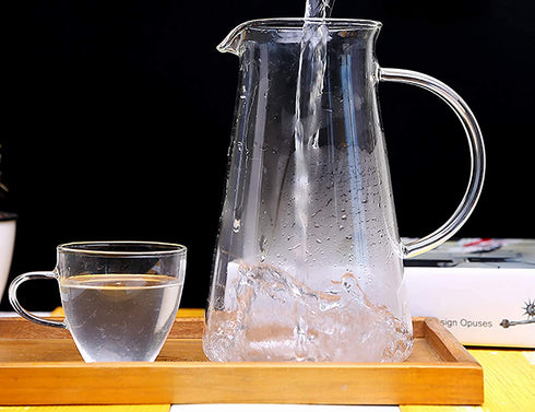 Nicunom 68 Ounces Glass Pitcher with Lid, Large Hot Cold Water Pitcher Carafe Jug with Handle for Home Kitchen Milk Juice and Iced Tea Beverage Pitcher