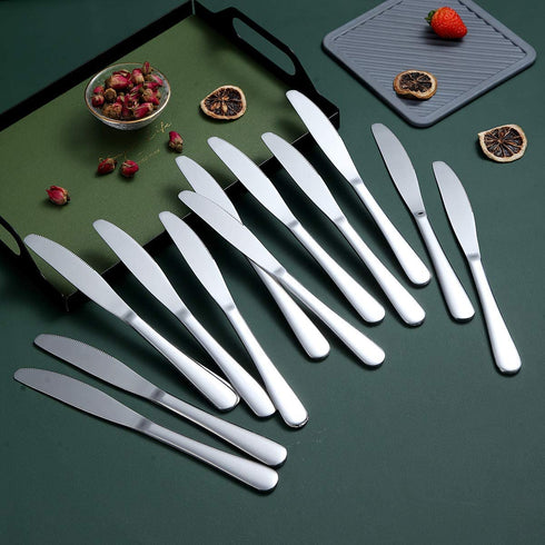 Dinner Knives Set Of 12, Berglander Stainless Steel Shiny Mirror Dinner Knife, Butter Knife Spreader Table Knives Sturdy And Dishwasher Safe