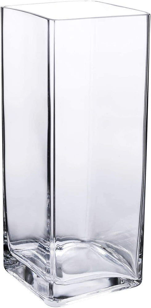 Diamond Star Tall Square Vase Home Decorative Flower Glass Vase Wedding Party Table Centerpieces(4"—4"—10")