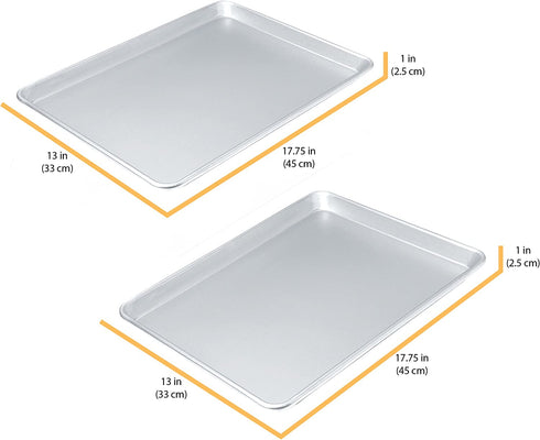 Chicago Metallic Commercial II Traditional Uncoated 16-3/4 by 12-Inch Jelly-Roll Pan, Set of 2 -
