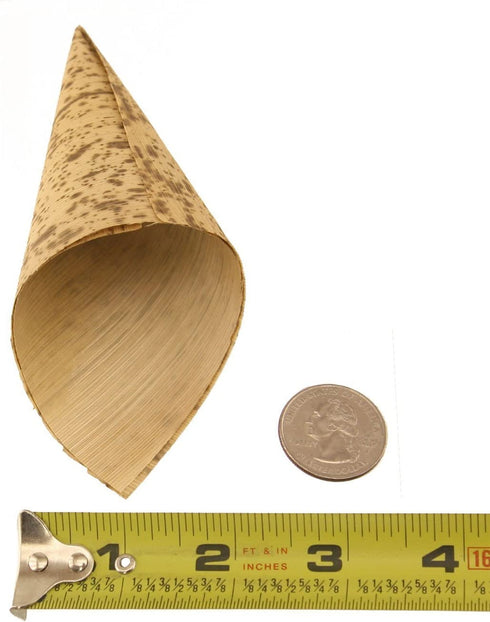 BambooMN 5.12" x 2.25" Premium Bamboo Leaf Cone, All Natural and Disposable Compostable for Catering and Home Use, 100 Pieces