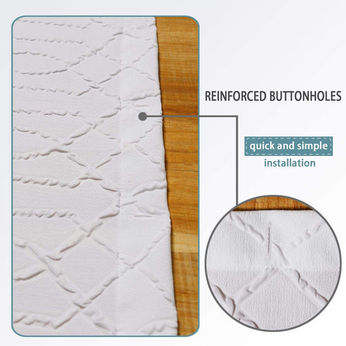 OWENIE White Shower Curtain for Bathroom, 3D Embossed Geometric Polyester Fabric, Innovative Design, 72 x 72 Inch
