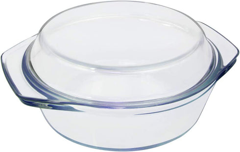 Clear Round Glass Casserole by NUTRIUPS | With Lid, Heat, Cold and Shock Proof,Oven, Freezer and Dishwasher Safe,0.65 L