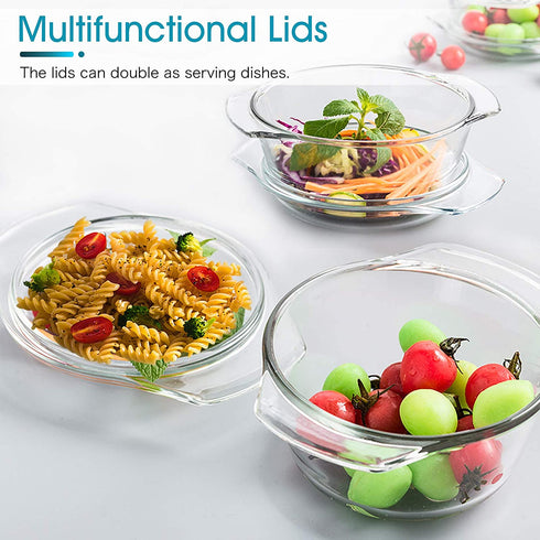 Clear Round Glass Casserole by NUTRIUPS | With Lid, Heat, Cold and Shock Proof,Oven, Freezer and Dishwasher Safe,0.65 L