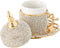 Demmex Turkish Coffee Espresso Cup with Inner Porcelain, Metal Holder, Saucer and Lid (Gold with Crystals)
