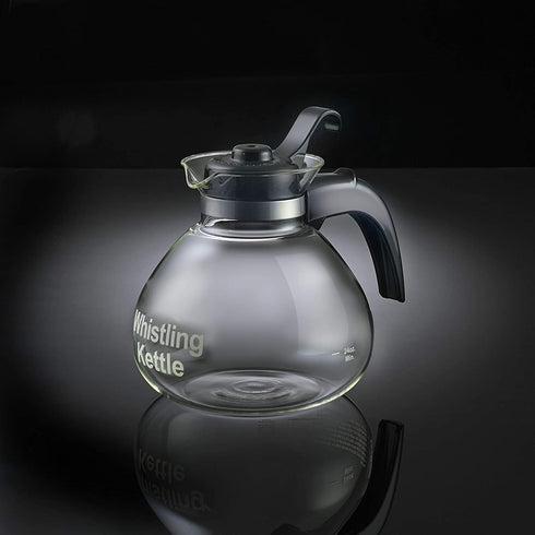 CAF‰ BREW COLLECTION High End Borosilicate Glass Stove Top Whistling Tea Kettle - Best BPA Free Kettle - Best Heat Resistant Glass Tea Kettle - 12 Cup Stovetop Glass Whistling Tea Kettle by Medelco