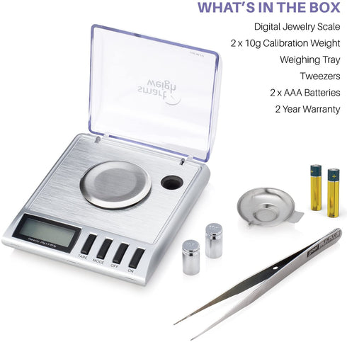 Smart Weigh GEM20- 20g x 0.001 Grams, High Precision Digital Milligram Jewelry Scale, Reloading, Jewelry and Gems Scale, Calibration Weights and Tweezers Included
