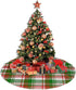 Christmas Tree Skirt 48 Inch Buffalo Plaid Red Green White Xmas Holiday Party Supplies Large Tree Mat Decor for Indoor Outdoor Home Ornaments