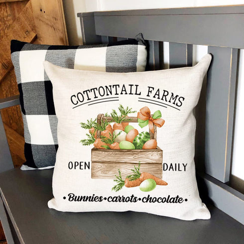 JOJOGOGO Bunny Easter Throw Pillow Covers 18x18 Set of 4 Carrot Easter Decorations Farmhouse Spring Pillow Covers Home Decor for Couch Sofa Porch