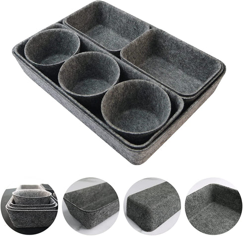 Drawer Organizer Trays, 12 Pack Home Office Desk Space Divider Bins for Jewelry Makeup Art Pens Craft Tools Storage, Utensils in Bedroom Dresser, Makeup Drawer Organizer Bathroom Drawer Organizers (Dark gray)