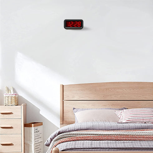 Digital Alarm Clock Battery Operated, 1.2" LED Large Display, Auto Dim, 12/24H, Snooze, 4 AA Batteries Keep Small Clock Work More Than 1 Year, for Kids, Bedroom, Bathroom, Bedside, on The Wall, Desk