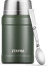 ZTXPRO Thermos Food Jar Insulated Lunch Container for Hot & Cold Food 27 oz Stainless Steel Wide Mouth Soup Thermos with Folding Spoon for School/Work/Travel/Outgoing - Olive
