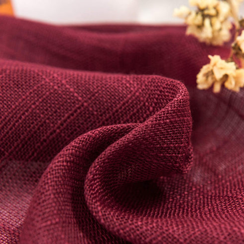 AmHoo 2 Panels Linen Sheer Curtains Premium Heavy Semi Draperies with Grommet Top Drapes Voile Panels Window Treatment for Living Bedroom Room Burgundy 52 x 84 Inch