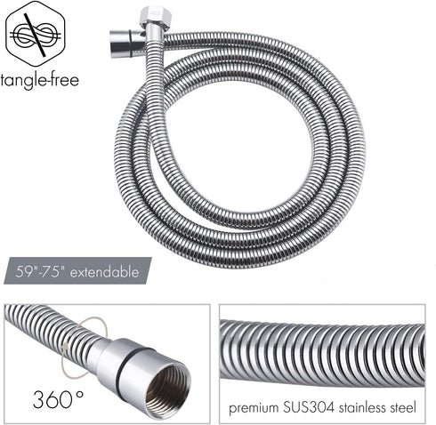 KES Bathroom Handheld Shower Head with Extra Long Hose and Bracket Holder Shower Wand Polished SUS304 Stainless Steel, LP150-PS