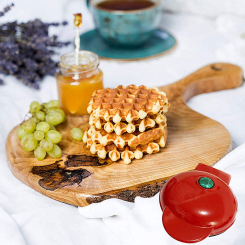 Mini Waffle Maker Portable Electric Round Waffle Maker Grill Machine for Individual Pancakes, Cookies, Eggs Individual Waffles, Paninis, Hash browns & other on the go Breakfast, Lunch & Snacks (red)