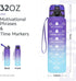 Elvira 32oz Motivational Fitness Sports Water Bottle with Time Marker & Removable Strainer,Fast Flow,Flip Top Leakproof Durable BPA Free Non-Toxic