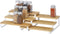 MOOACE 3 Tier Expandable Spice Organizer (15.35"-22.2"L), Bamboo Spice Rack Organizer for Cabinet Countertop Pantry, Set of 2 (White)