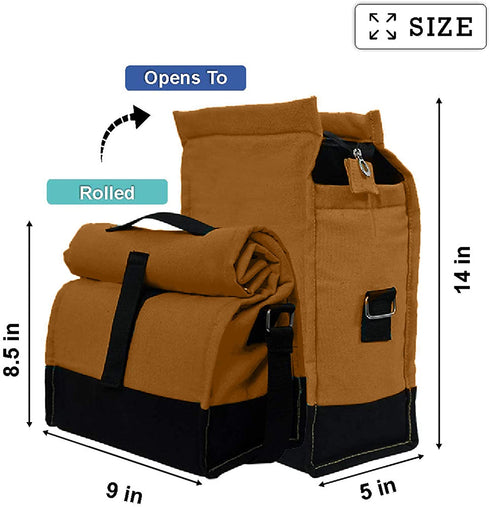 Thermal Insulated lunch Bag Premium Cotton Canvas Cooler Lunch Bag Reusable Lunch Bag for Men Women Kids Adjustable Shoulder Strap Lunch Box Bag for Work School (BROWN)