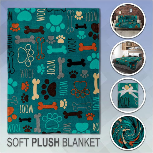 Infinity Republic - Puppy Paws Dog Lovers Soft Plush Blanket - Perfect for Gifts, Pets, Decor, etc!