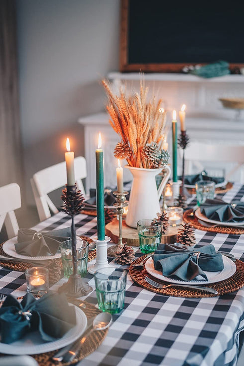 Plaid Tablecloths Valentines Tablecloths Farmhouse Black and White Checkered Tablecloth Buffalo Table Linen for Valentines Party Decorations 56x120 inch