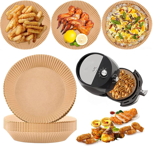 Air Fryer Disposable Paper Liner, 100PCS Non-Stick Parchment Paper Liners, 6.3 Inch Oil-Proof Parchment Round Baking Paper for Air Fryer Roasting Microwave Oven Frying Pan