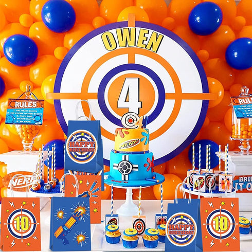 Cracoo Dart War Party Supplies Bags Toy Birthday Wars Party Goody Treat Bags for Cutouts Blaster Gun Party Supplies Dart Battle Decor -16 Pack