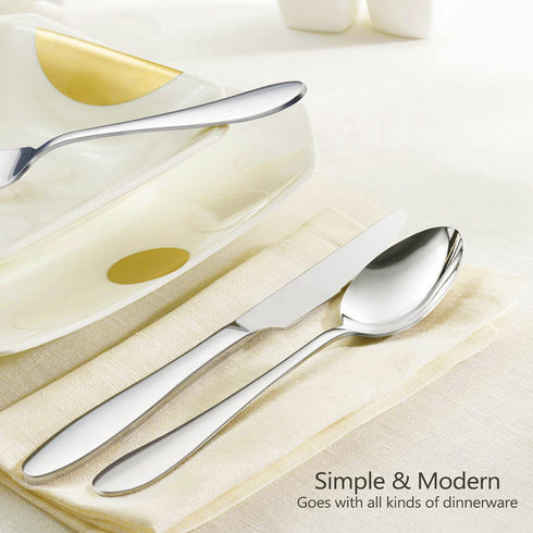 20-Piece Silverware Set for 4, HaWare Stainless Steel Flatware Cutlery Set for Home Kitchen Restaurant Hotel, Modern Ergonomic Design, Mirror Polished, Dishwasher Safe