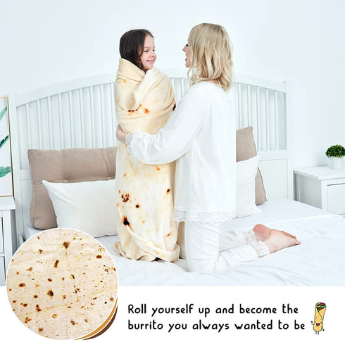 CASOFU Burritos Blanket, Double Sided Giant Flour Tortilla Throw Blanket, Novelty Tortilla Blanket for Your Family, 285 GSM Soft and Comfortable Flannel Taco Blanket for Adults. (Beige, 71 inches)