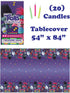 Trolls Theme Birthday Party Supplies - Serves 16 - Tablecover, Plates, Cups, Napkins, Candles