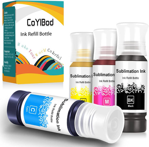 CoYlBod Sublimation Ink Refilled Ink Bottles Compatible for ET-2800 ET-2803 ET-2720 ET-4700 ET-4750 ET-4760 ET-2700 ET-2750 ET-2760 ET-3710 ET-15000 ET-3700 ET-3750 ET-3760 ET-3850