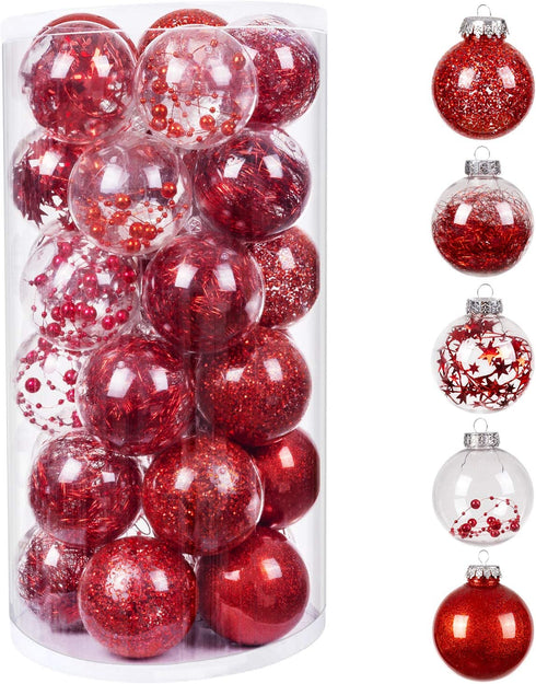 Christmas Balls Ornaments, Small Shatterproof Christmas Baubles for Christmas Tree, Hanging Ball for Holiday Wedding Party Decoration (Red, 2.36" 30pcs)