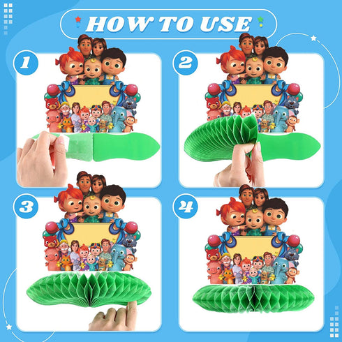 Geroircb 9 Pcs Honeycomb Centerpieces JJ Party Decorations, JJ Melon Birthday Party Supplies, Double Sided Table Decorations Centerpieces Party Favors, Baby Shower Cake Topper Photo Booth Props Party Gifts