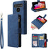 LOWPZNVE Wallet Case for TCL 10 5G UW Verizon,TCL 10 5G UW Case,Leather Handbag Zipper Pocket Card Holder Slots Wrist Strap Flip Protective Phone Cover for TCL 10 5G UW (Blue)