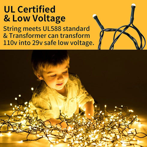 Christmas String Lights Outdoor/Indoor, 200LED Ultra-Bright Christmas Tree Lights,72FT UL Certified Fairy String Lights for Wedding Party Valentine's Day Decor (Warm White)