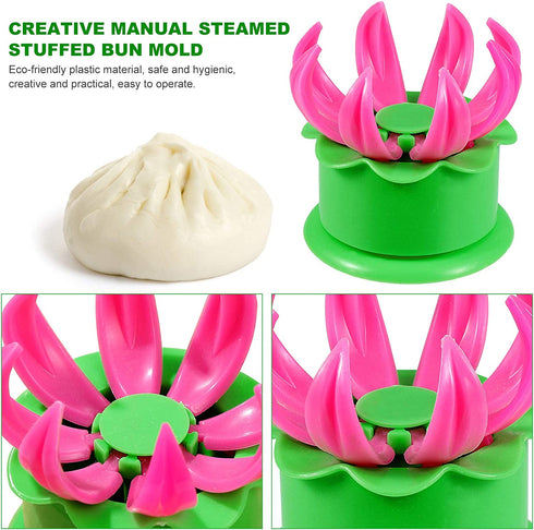 Cabilock Steamed Stuffed Bun Making Mold Pastry Pie Steam Bun Dumpling Maker Mould Cooking Tool Sets (Green)