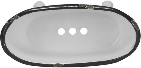 Foreside Home & Garden Black Distressed Rim White Enamel Bathtub Soap Dish