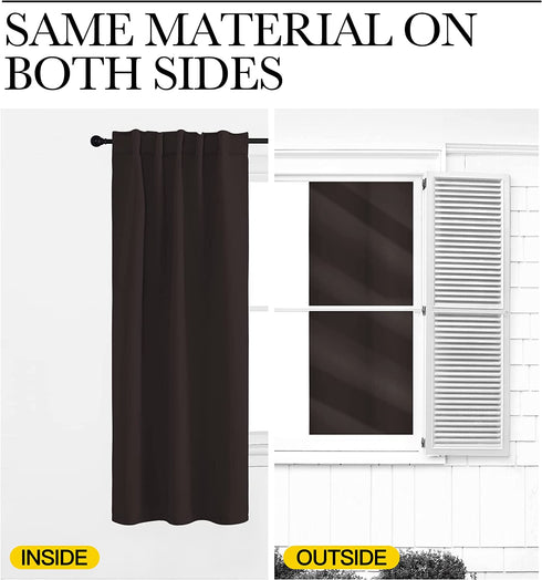 NICETOWN Insulated Curtains Room Darkening Drapery Panels - (Toffee Brown Color) 52 inchesx72 inches, Set of 2 Pieces, Noise Reducing Room Darkening Drapes for Patio