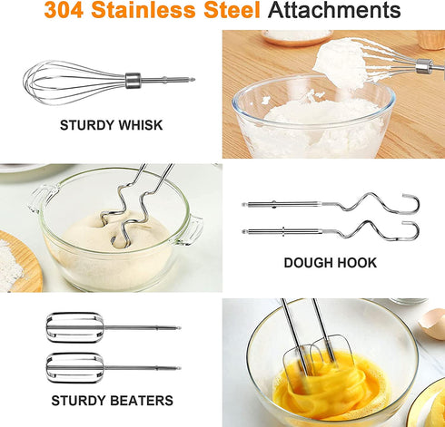 Aodyow Hand Mixer Electric,5 Speed 250W Powerful Handheld Mixer Turbo Boost with Eject Button & 5 Stainless Steel Accessories & Storage Base for Easy Whipping, Mixing Cookies, Cakes,and Dough Batters