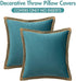 AQOTHES Pack of 2 Velvet Decorative Farmhouse Burlap Trimmed Tailored Edges Decor Pillow Cover Cushion Throw Pillows for Couch Sofa, 18 x 18 Inch, Teal