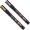 Posca PC-3M Paint Art Marker Pens - Fabric Glass Metal Pen - Set of Gold + Silver (1 of Each)