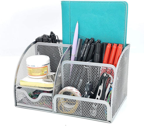 MDHAND Office Desk Organizer and Accessories, Mesh Desk Organizer with 6 Compartments + Drawer