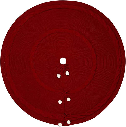 BBA SUNRISE Red Christmas Tree Skirt, 48 inches Large Burgundy Burlap Like Plain Xmas Rustic Red Tree Skirt, Indoor Xmas Tree Holiday Decorations