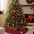 BBA SUNRISE Red Christmas Tree Skirt, 48 inches Large Burgundy Burlap Like Plain Xmas Rustic Red Tree Skirt, Indoor Xmas Tree Holiday Decorations