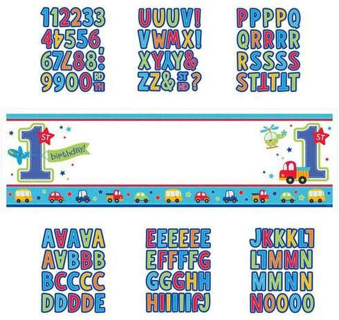 "All Aboard Boy" Personalized Giant Sign Banner, Birthday