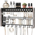 JackCubeDesign Rustic Wood Wall Mount Jewelry Organizer with Metal Hooks for Necklaces, Ring, Earrings (Rustic White) - MK460B