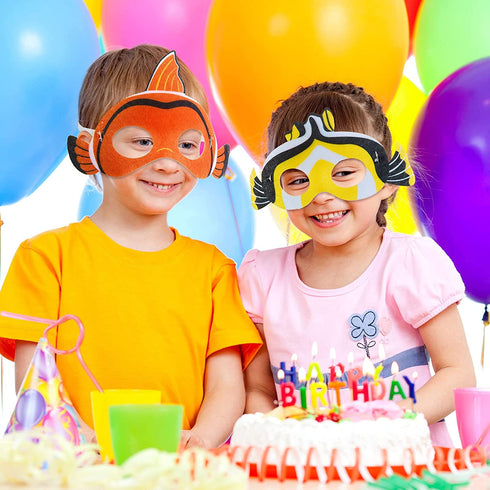 18 Pieces Ocean Animals Felt Masks Sea Animal Masks Shark Octopus Dress-Up Masks Animal Theme Masks for Under The Ocean Themed Birthday Halloween Masks Dress-Up Costume Party Supplies