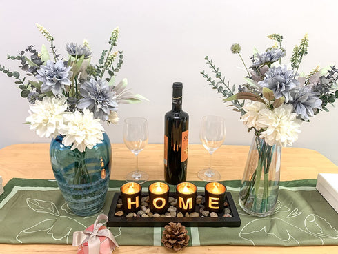 Jinborlend Artificial Flowers Bouquet for Decoration, Silk Dahlia Blue and White Wedding Bridal Table Centerpieces Floral Arrangements Vase Home Kitchen Living Room Decor