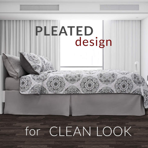 Mellanni White Bed Skirt King Size - Bed Frame and Box Spring Cover - 15-Inch Tailored Drop Pleated Dust Ruffle - Luxury Bedding - Easy Fit, Wrinkle, Fade, Stain Resistant - 1 Bedskirt (King, White)